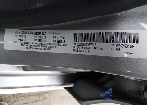 2015 Chrysler 200 S z USA, uszkodzony, nr VIN 1C3CCCBB9FN539947